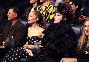Ariana Grande and Lady Gaga attend the 2025 MTV Video Music Awards at UBS Arena on September 07, 2025 in Elmont, New York.