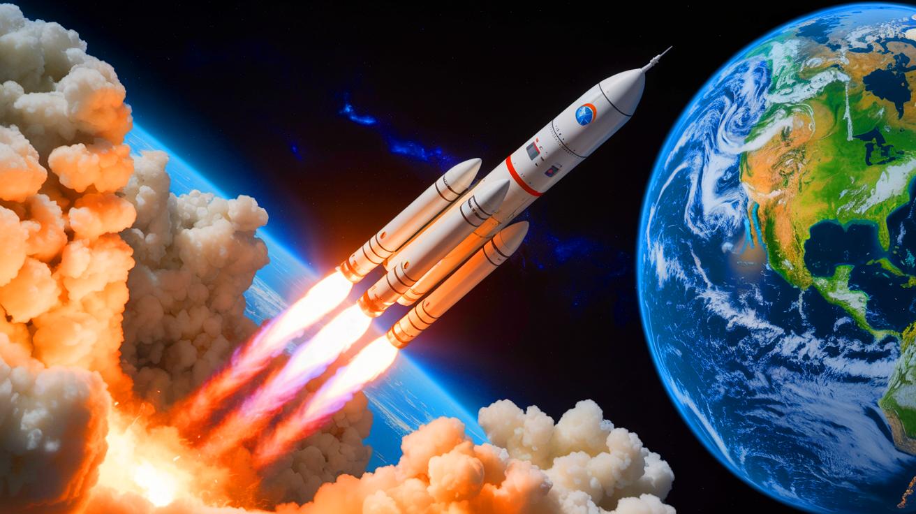 Illustration of a revolutionary nuclear propulsion system developed by Ohio State University for faster space travel.