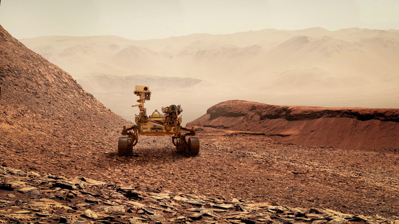 Mars rover exploring Martian surface