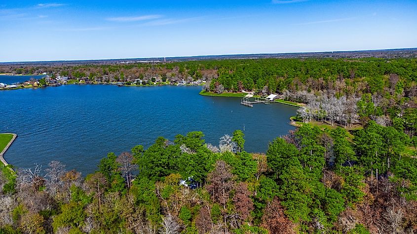 An aerial view of Lake Livingston State Park in Texas.