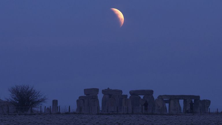 A section of the last blood moon visible in the UK in March due to a partial eclipse. Pic: Reuters