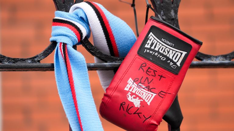 One of the many tributes laid in memory of Hatton. Pic: PA