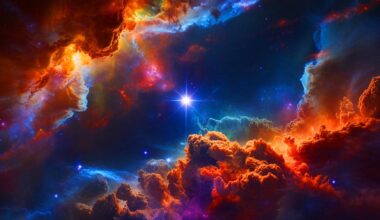 Illustration of the Early Universe's First Stars Forming from Massive Gas Clouds.