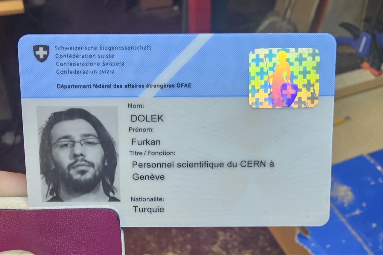 Furkan Dolek's ID scientific staff at CERN in Geneva. (Photo via LinkedIn)