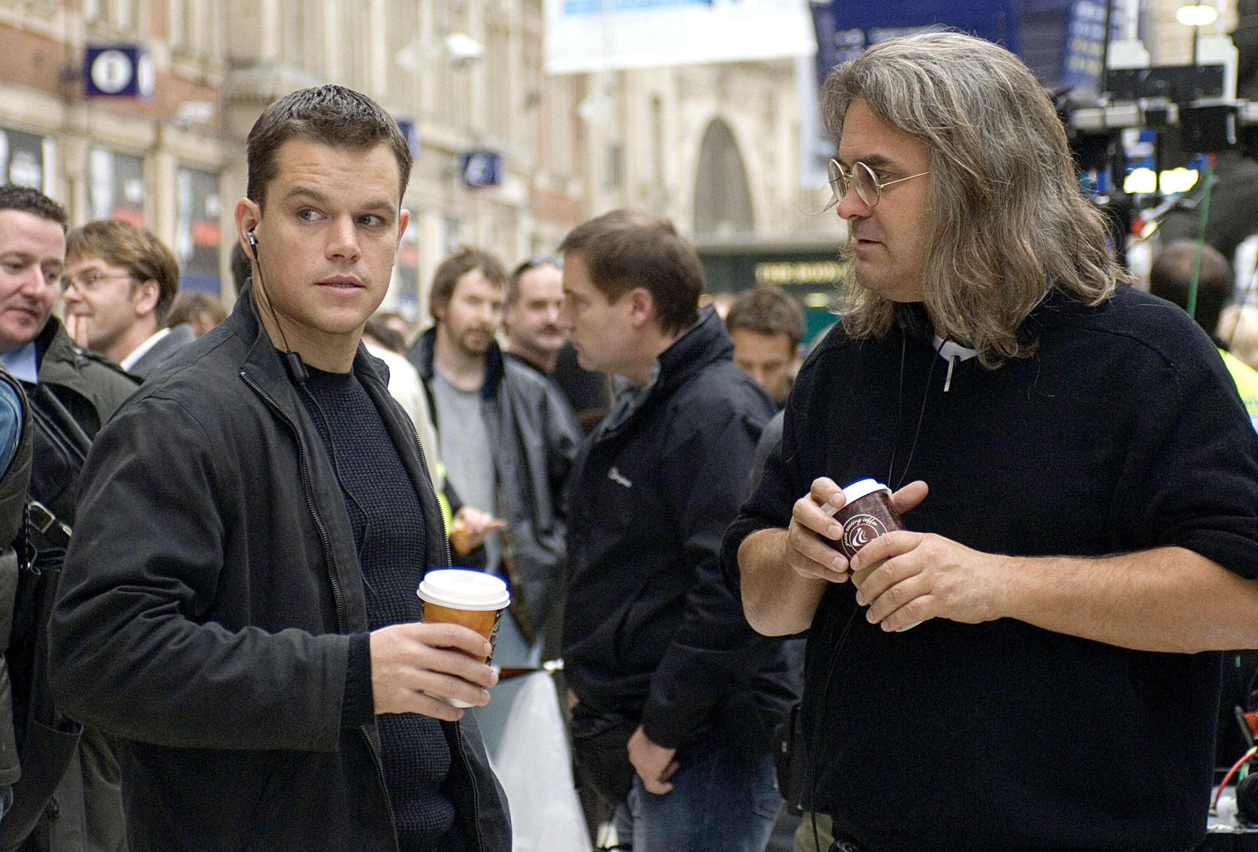 Matt Damon and Paul Greengrass on the set of The Bourne Ultimatum.