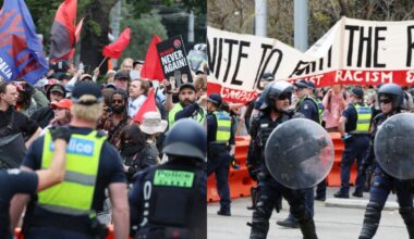'Melbourne has had a gutful': Senior Victorian officer calls out rock-throwing 'cowards' after 'left-wing group' hospitalise police