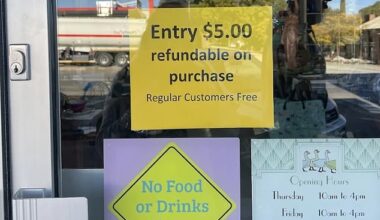 The $5 entry fee is to counteract rampant shoplifting in the store, a staff member said