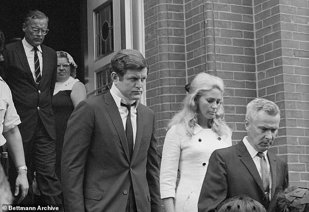 It wasn't her unwanted fame or Ted's drinking or his other women that broke Joan Kennedy — it was Ted leaving Mary Jo Kopechne for dead at Chappaquiddick. (Pictured: Ted and Joan leaving the funeral Mass for Mary Jo Kopechne)