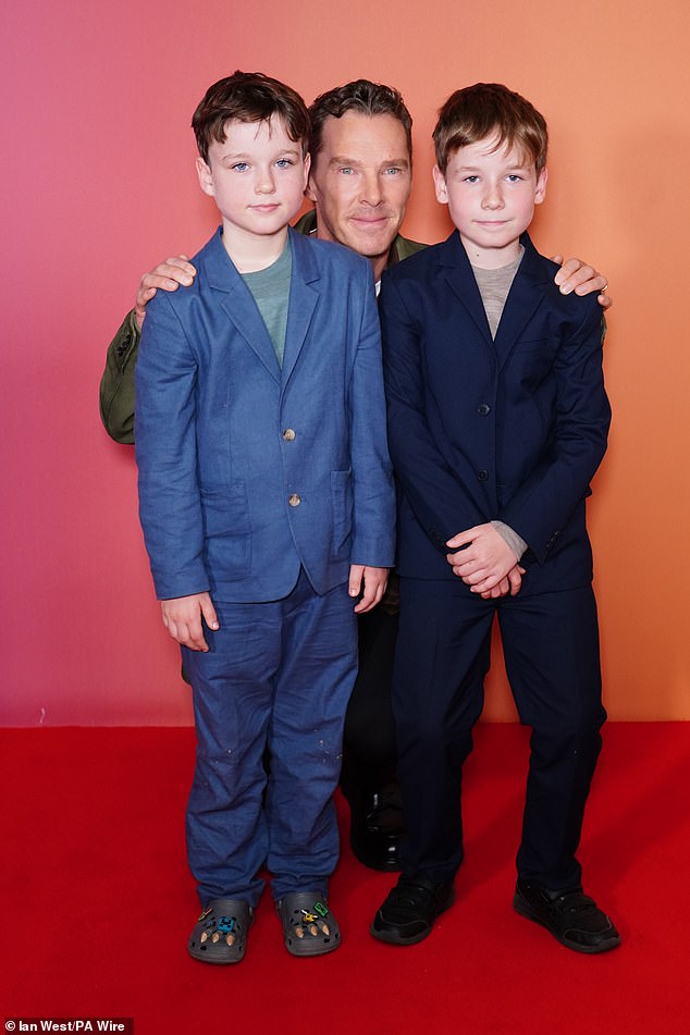Also making an appearance were Benedict's on-screen sons, played by real-life brothers Henry and Richard Boxall