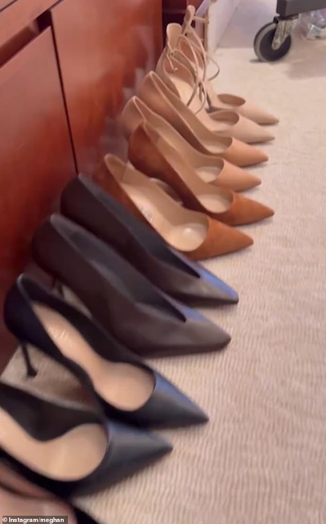 Meghan posted a highlight reel of New York with rows of shoes and clothes