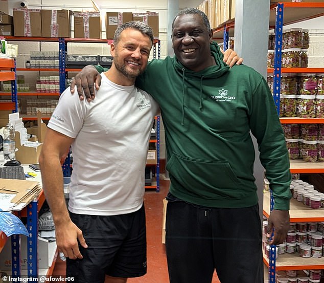 Fowler with former England footballer Emile Heskey. He has a number of celebrities promoting his products