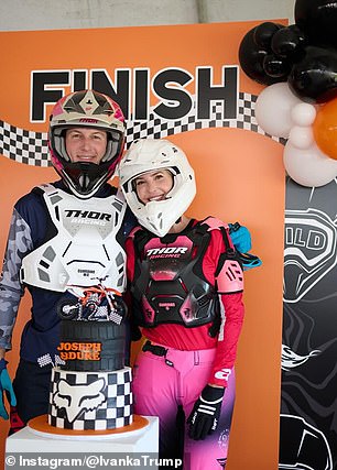 The safety-conscious mom made sure to wear her safety gear over her impressive outfit, with one snap showing her cutting an impressive figure out on a bike