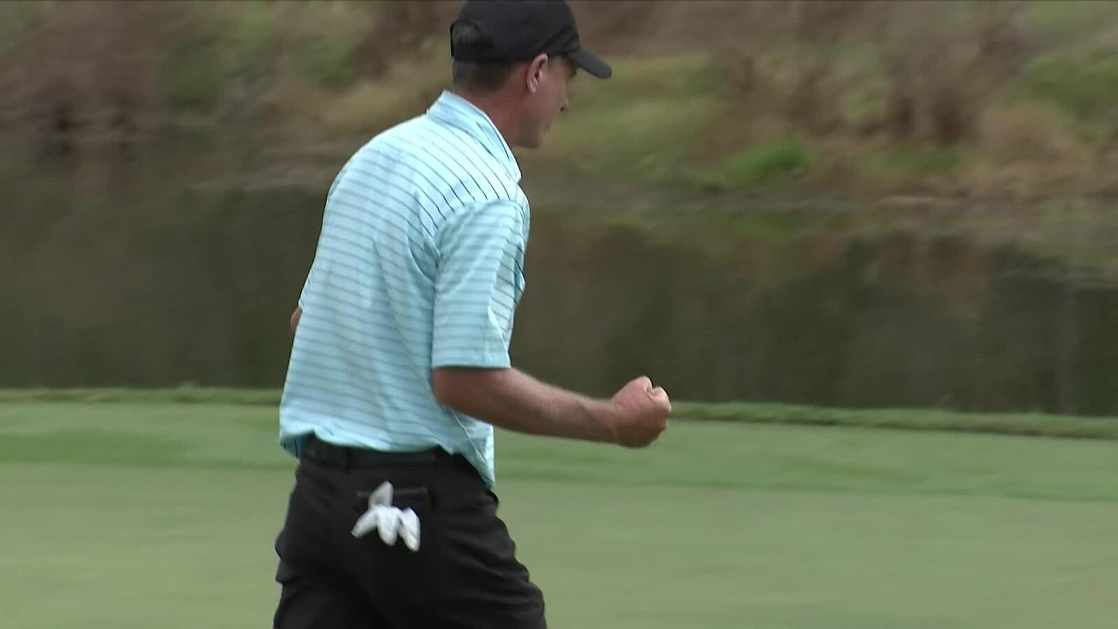Steven Alker drains birdie putt at World Champions Cup