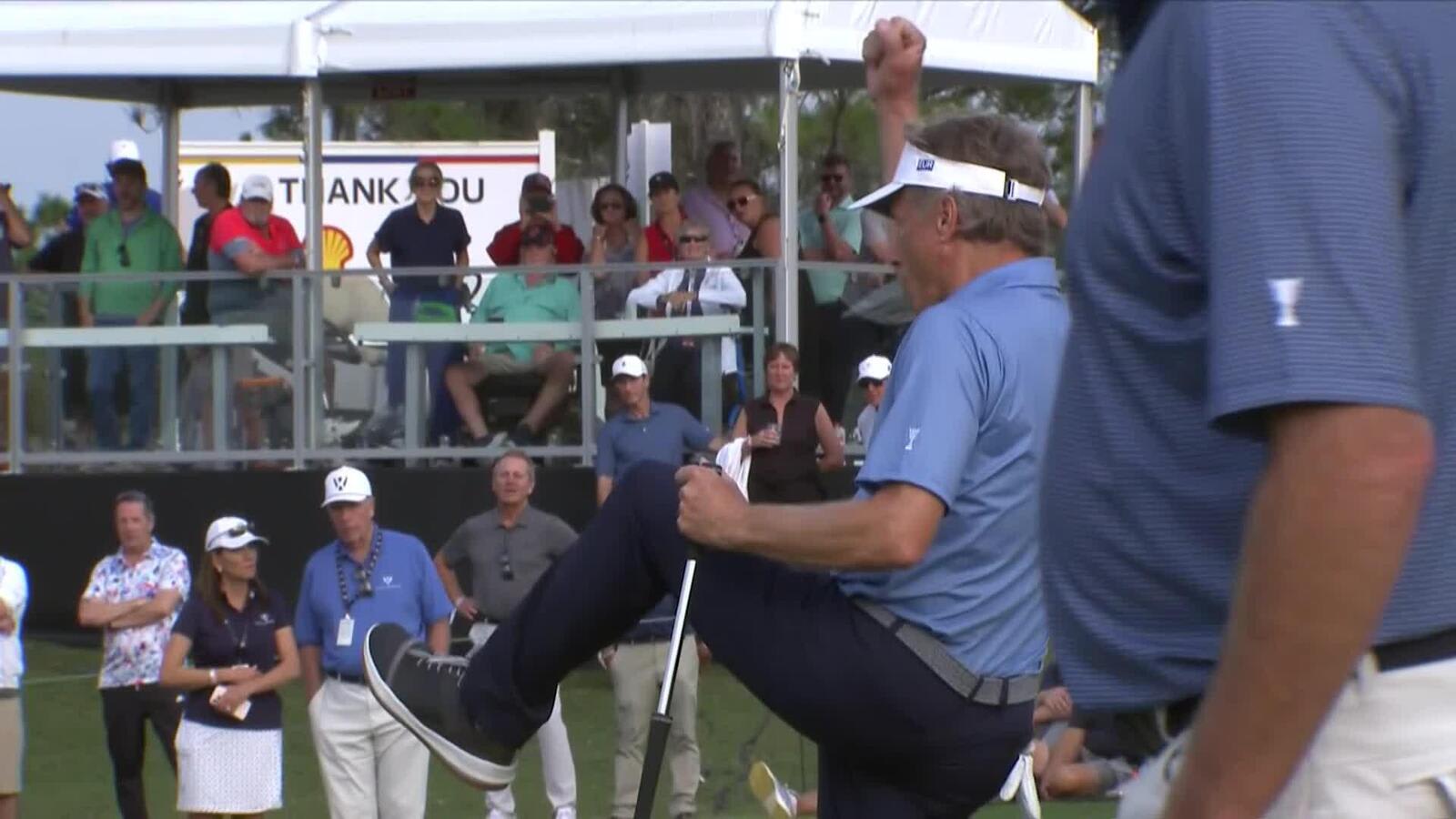 Bernhard Langer rolls in long birdie to close Friday at World Champions Cup