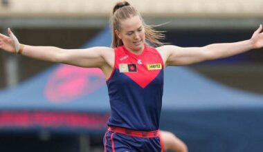 Eden Zanker has helped Melbourne cruise to victory in their AFLW clash with Sydney. Photo: Scott Barbour/AAP PHOTOS
