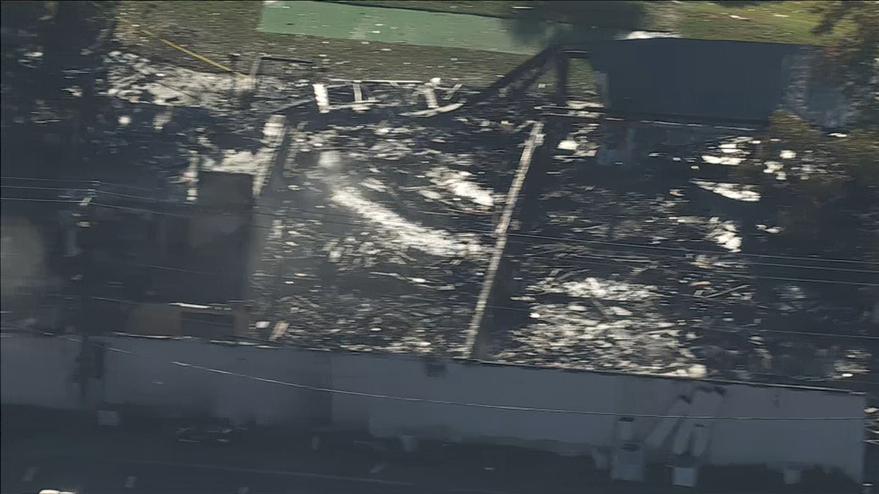 Chopper 6 over scene of fire at Frog Rock Golf and Country Club in Hammonton