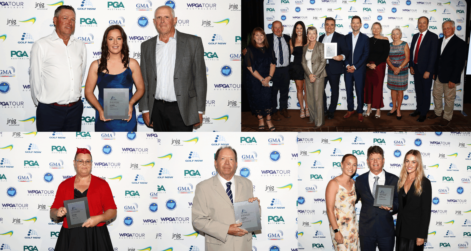 A collage of some of the winners at the NSW Golf Industry Awards