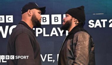 Frazer Clarke faces off with Jeamie TKV at a news conference