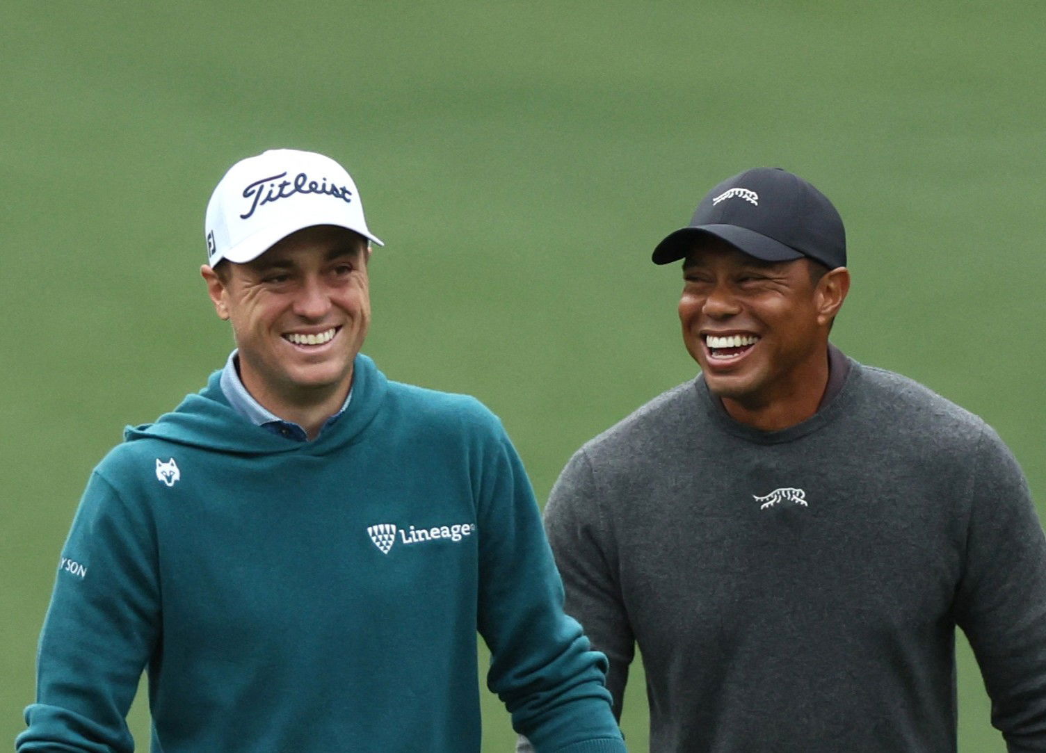 Tiger Woods and Justin Thomas at Augusta National