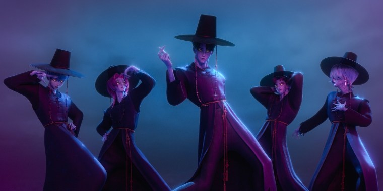 Five characters from the boyband in Kpop Demon Hunters