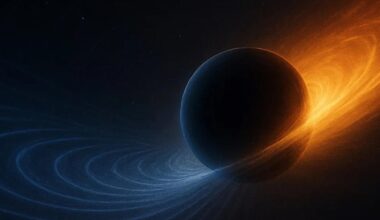 Artist's impression of a black hole merger giving off asymmetric gravitational waves. Credit - IGFAE