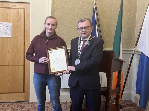 Zara Breslin with Mayor of Waterford City and County Seamus Ryan