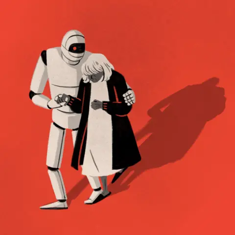 BBC A sketch of a robot with their arm around a person