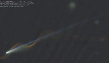 Glowing meteor trail photobombs Comet Lemmon in incredible telescope image