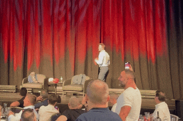 Tom Brady throws a pass for Reece Walsh.