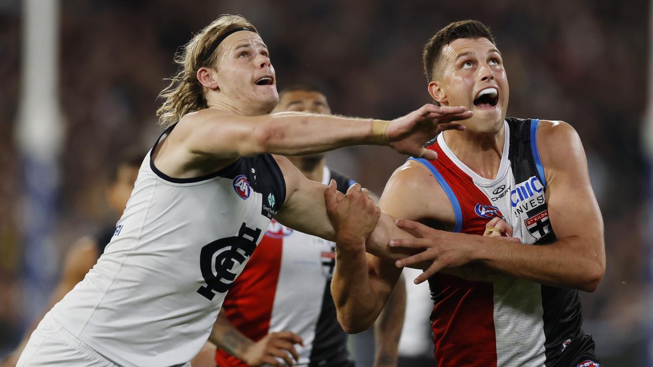 Rowan Marshall requests trade to Geelong, St Kilda ruckman asks to be traded hours after Tom De Koning signing, latest news