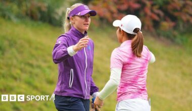 Charley Hull hugs Ayaka Furue