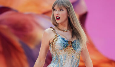 Taylor Swift performs at Wembley Stadium in London as part of her &Prime;Eras Tour" June 21, 2024. [AP/YONHAP]