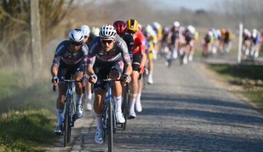 NOKERE, BELGIUM - MARCH 19: Edward Planckaert of Belgium and Team Alpecin - Deceuninck leads in the chase group during the 79th Danilith Nokere Koerse 2025, Men&amp;apos;s Elite a 188.1km one day race from Deinze to Nokere on March 19, 2025 in Nokere, Belgium. (Photo by Luc Claessen/Getty Images)