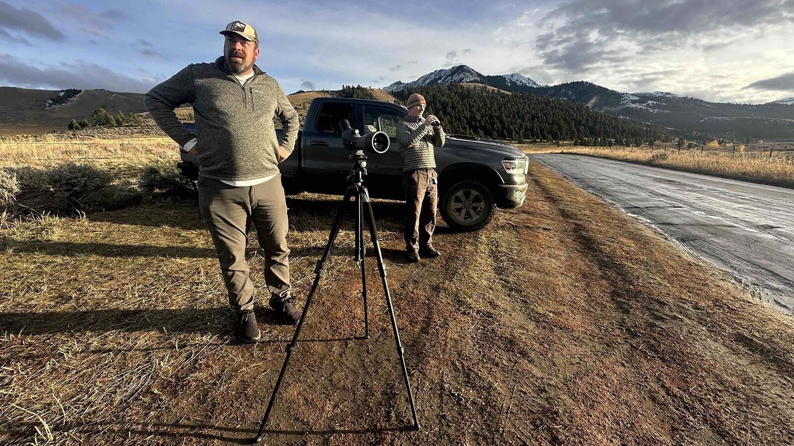 Nick St. Peter and Jackson Stewart glassing the aspen curtain.