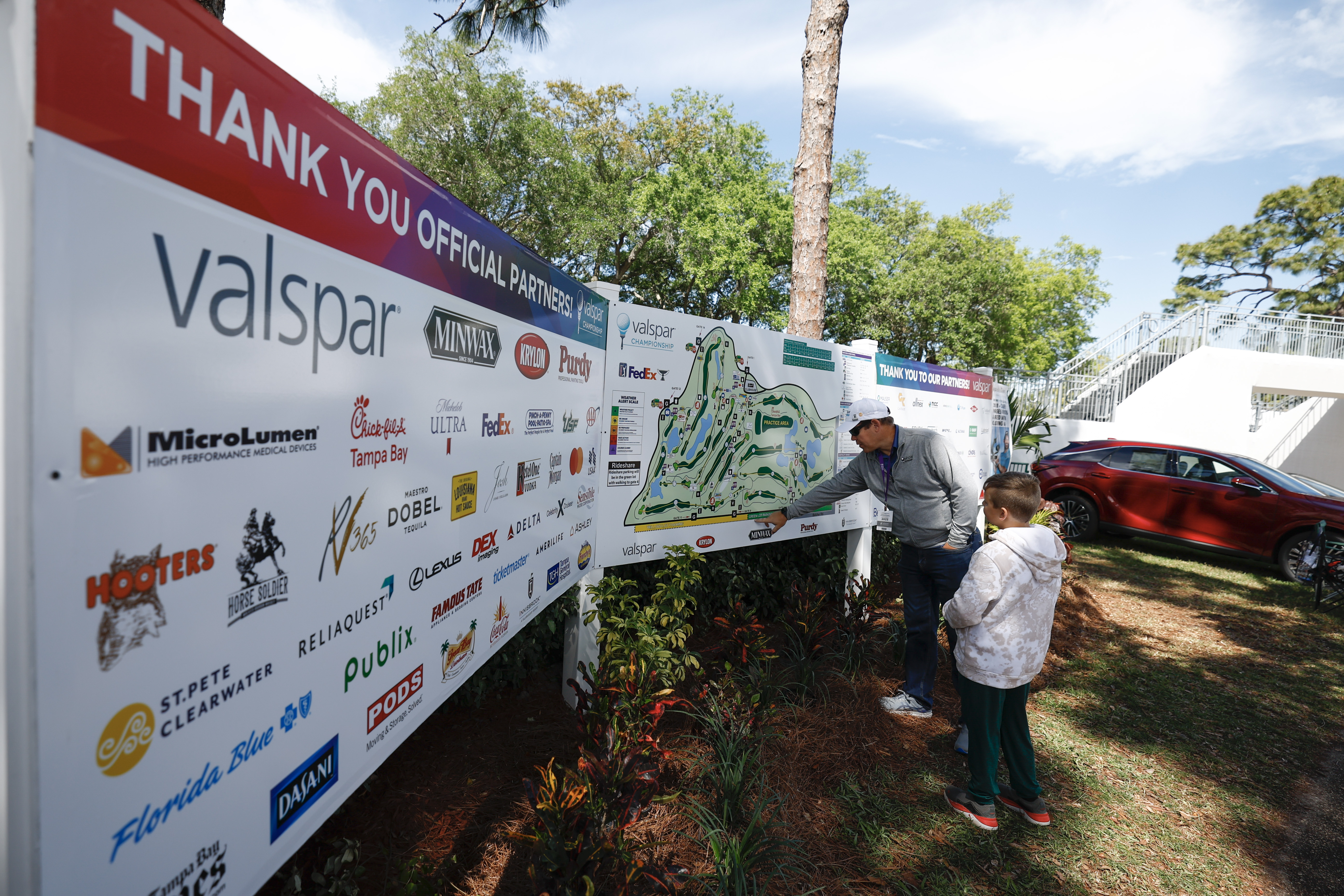 A general view of a thank you board to Valspar Championship official partners