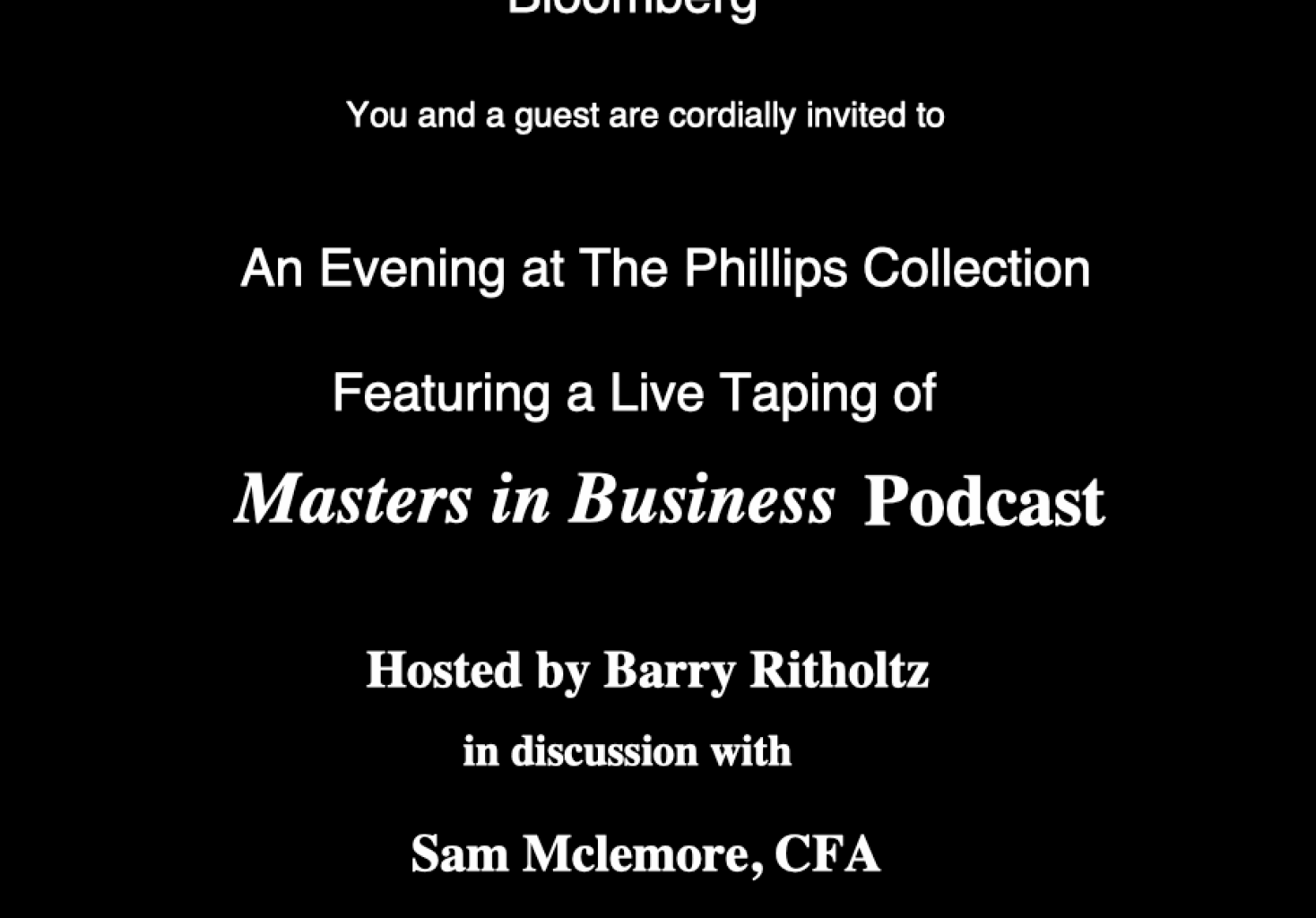 Ritholtz Wealth Management Coming to DC! Nov 17-18