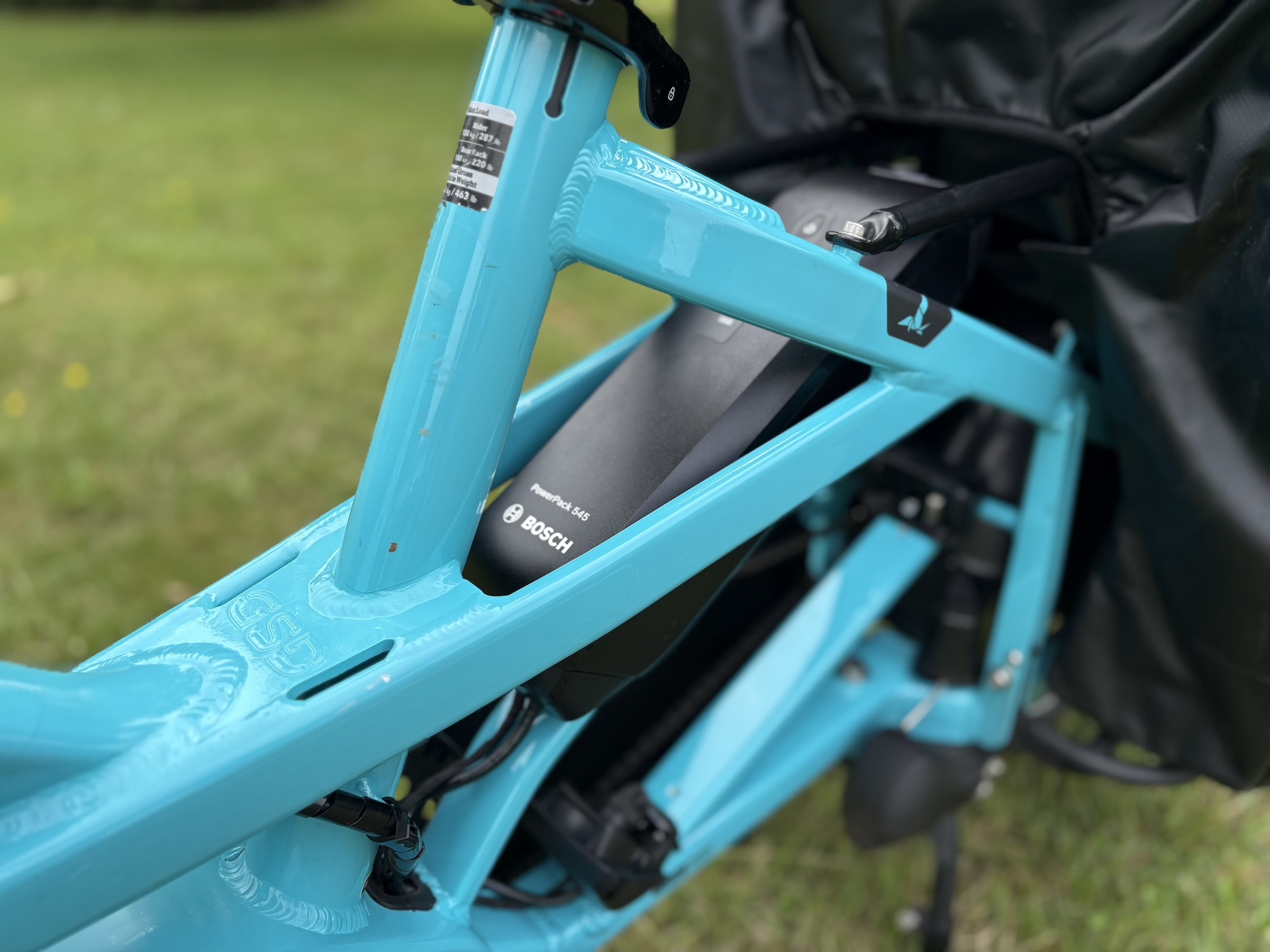 Tern GSD S10 e-cargo bike test frame and battery pack