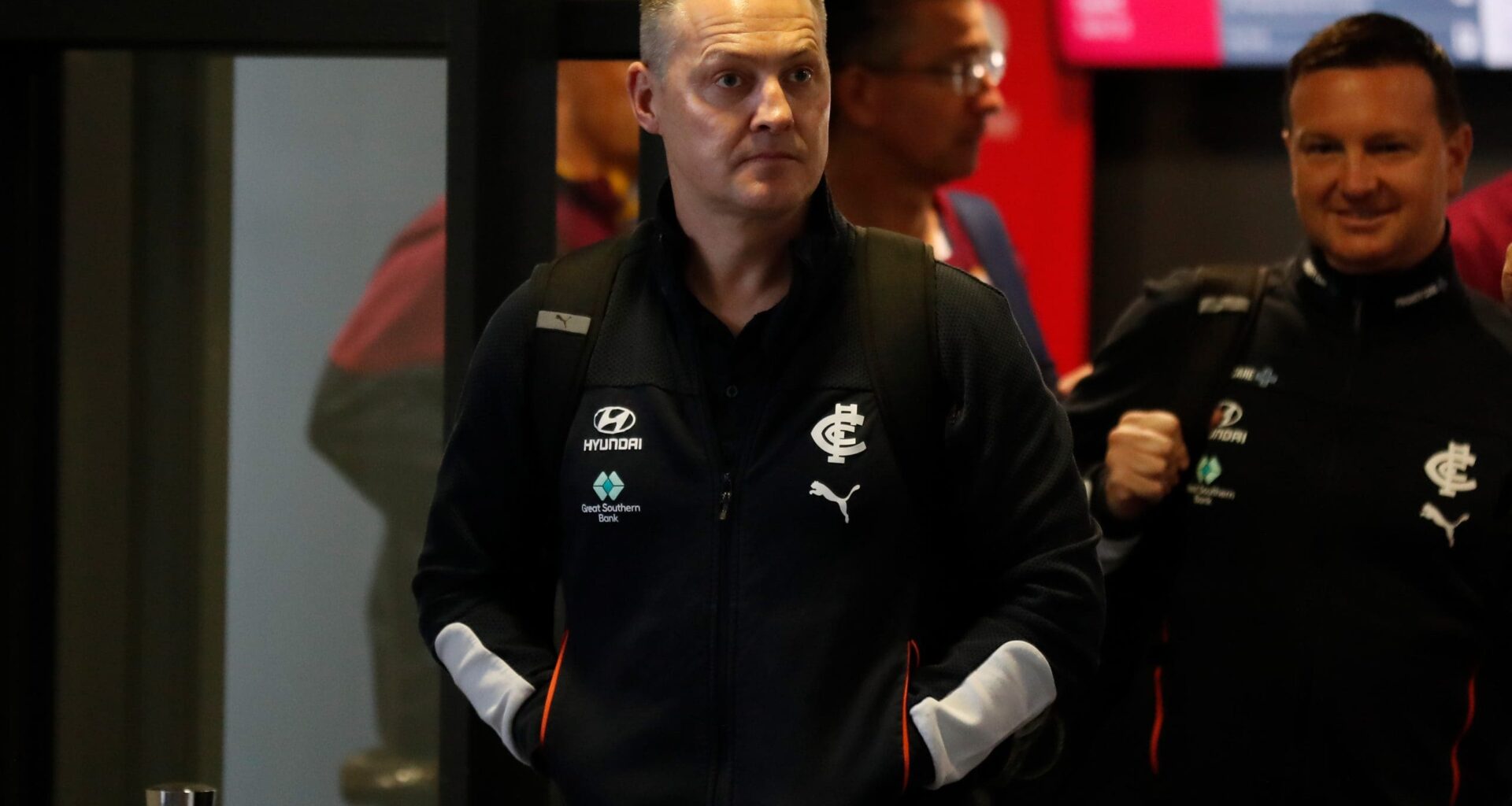 MELBOURNE, AUSTRALIA - OCTOBER 03: Brad Lloyd, Head of Football of the Blues arrives during The 2022 Continental Tyres AFL Trade Period at Marvel Stadium on October 03, 2022 in Melbourne, Australia. (Photo by Michael Willson/AFL Photos via Getty Images)