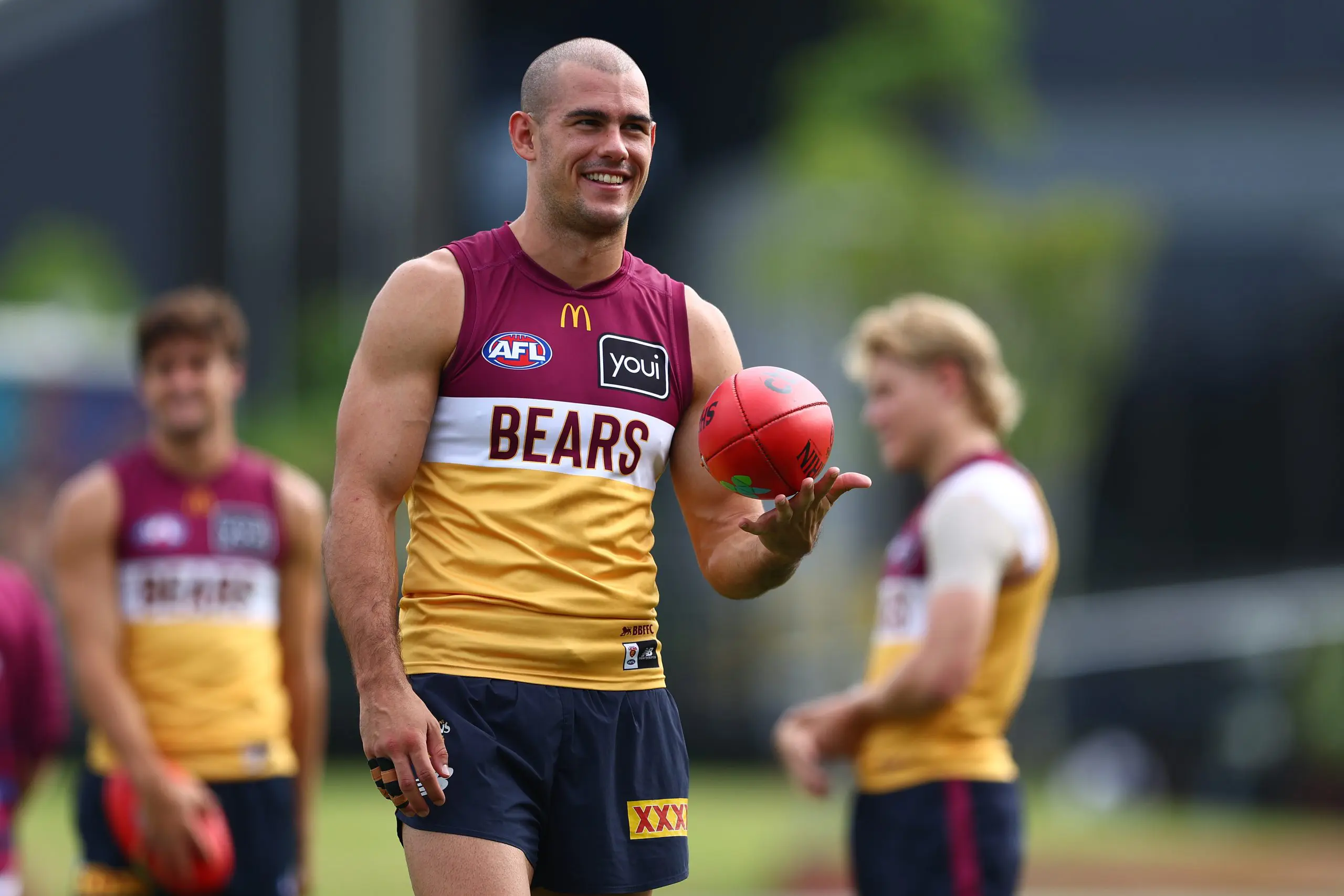 IPSWICH, AUSTRALIA - FEBRUARY 05: Brandon Starcevich during a Brisbane Lions AFL training session at Brighton Homes Arena on February 05, 2025 in Ipswich, Australia. (Photo by Chris Hyde/Getty Images)