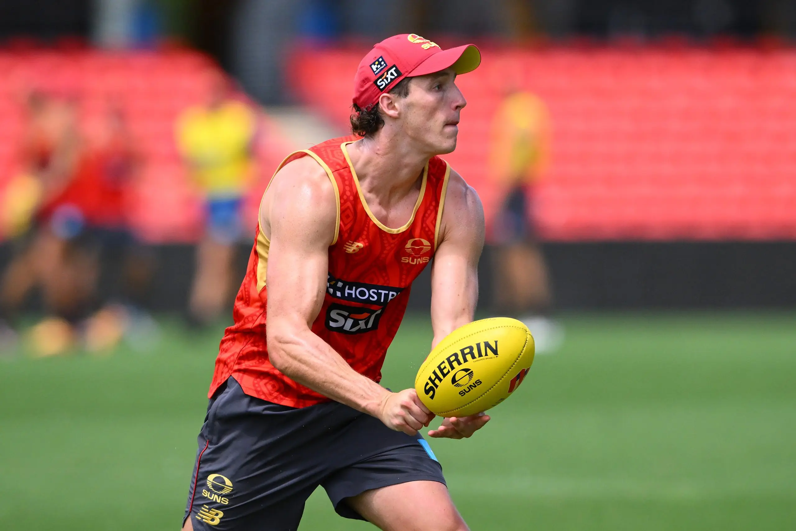GOLD COAST, AUSTRALIA - MARCH 11: Ben Jepson during a Gold Coast Suns AFL training session at People First Stadium on March 11, 2025 in Gold Coast, Australia. (Photo by Matt Roberts/Getty Images)