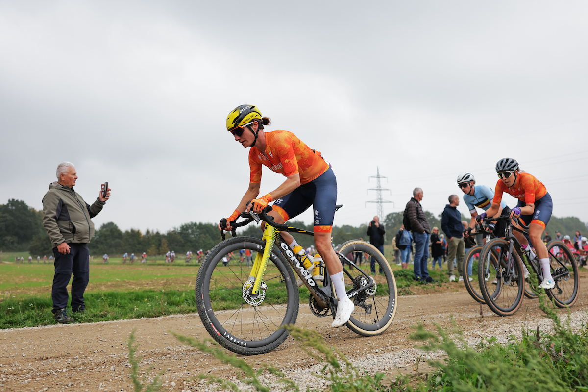 Picture by Alex Whitehead/SWpix.com - 11/10/2025 - Cycling - 2025 UCI Gravel World Championships, Zuid-Limburg, Netherlands - Women Elite Race - Marianne Vos (Netherlands)