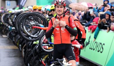 NEWPORT, WALES - SEPTEMBER 07: Geraint Thomas of Great Britain and Team INEOS Grenadiers honored in his farewell and last race as a professional cyclist prior to the 21st Tour of Britain 2025, Stage 6 a 112.1km stage from Newport to Cardiff on September 07, 2025 in Newport, Wales. (Photo by Alex Livesey/Getty Images)