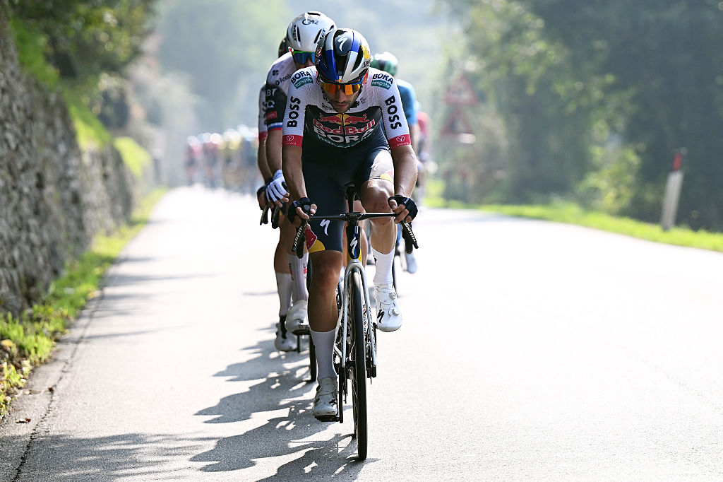 BERGAMO, ITALY - OCTOBER 11: Matteo Sobrero of Italy and Team Red Bull - BORA - hansgrohe competes during the 119th Il Lombardia 2025 a 241km one day race from Como to Bergamo on October 11, 2025 in Bergamo, Italy. (Photo by Dario Belingheri/Getty Images)