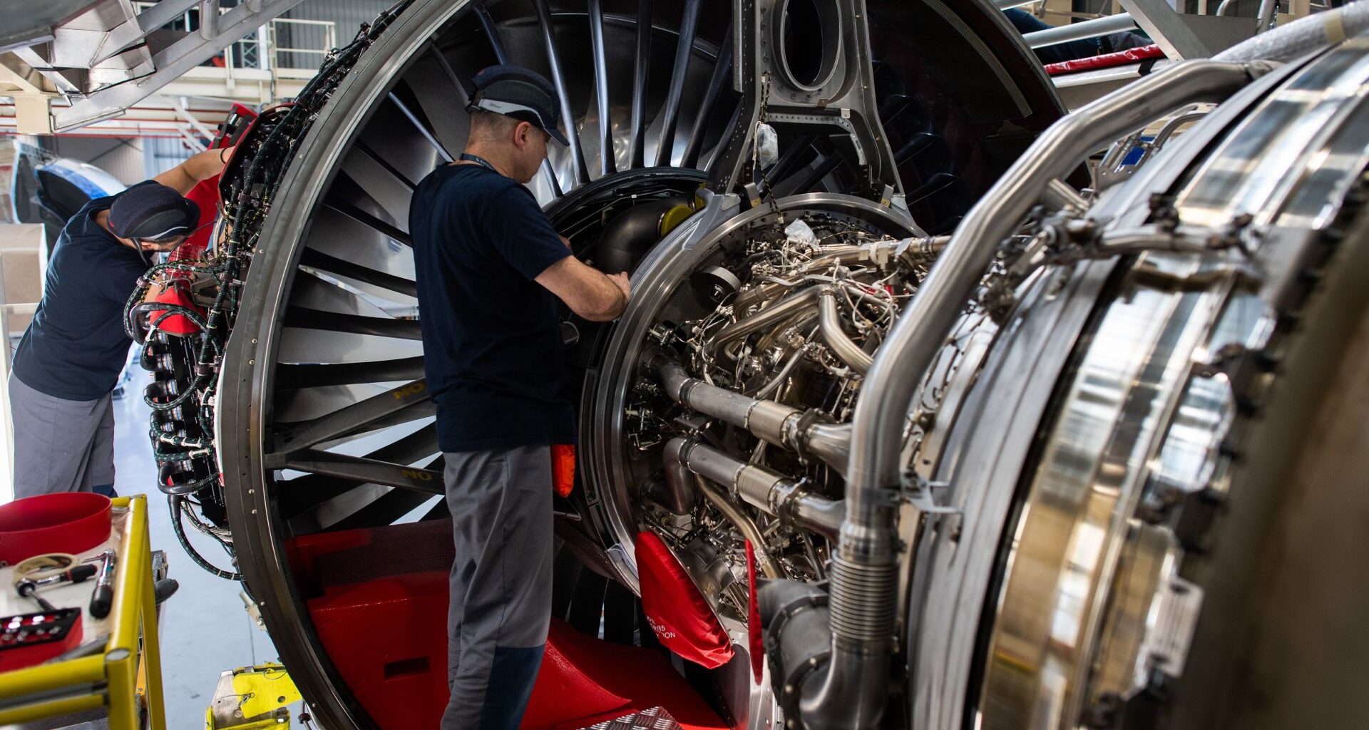 Man working on Jet turbine