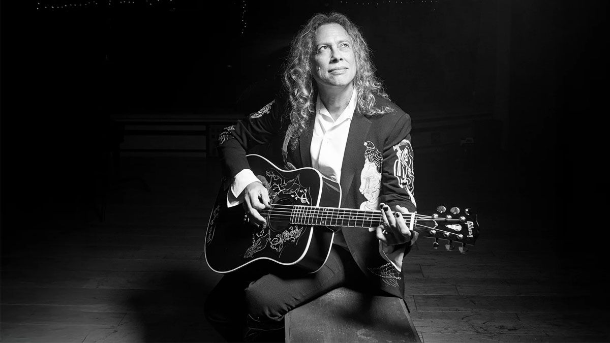 Gibson Custom Kirk Hammett Raven: the Metallica lead guitarist's new signature acoustic is a Halloween-friendly take on the Hummingbird that's limited to 100 units worldwide.