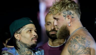 Gervonta Davis and Jake Paul face off after a pre-fight press conference