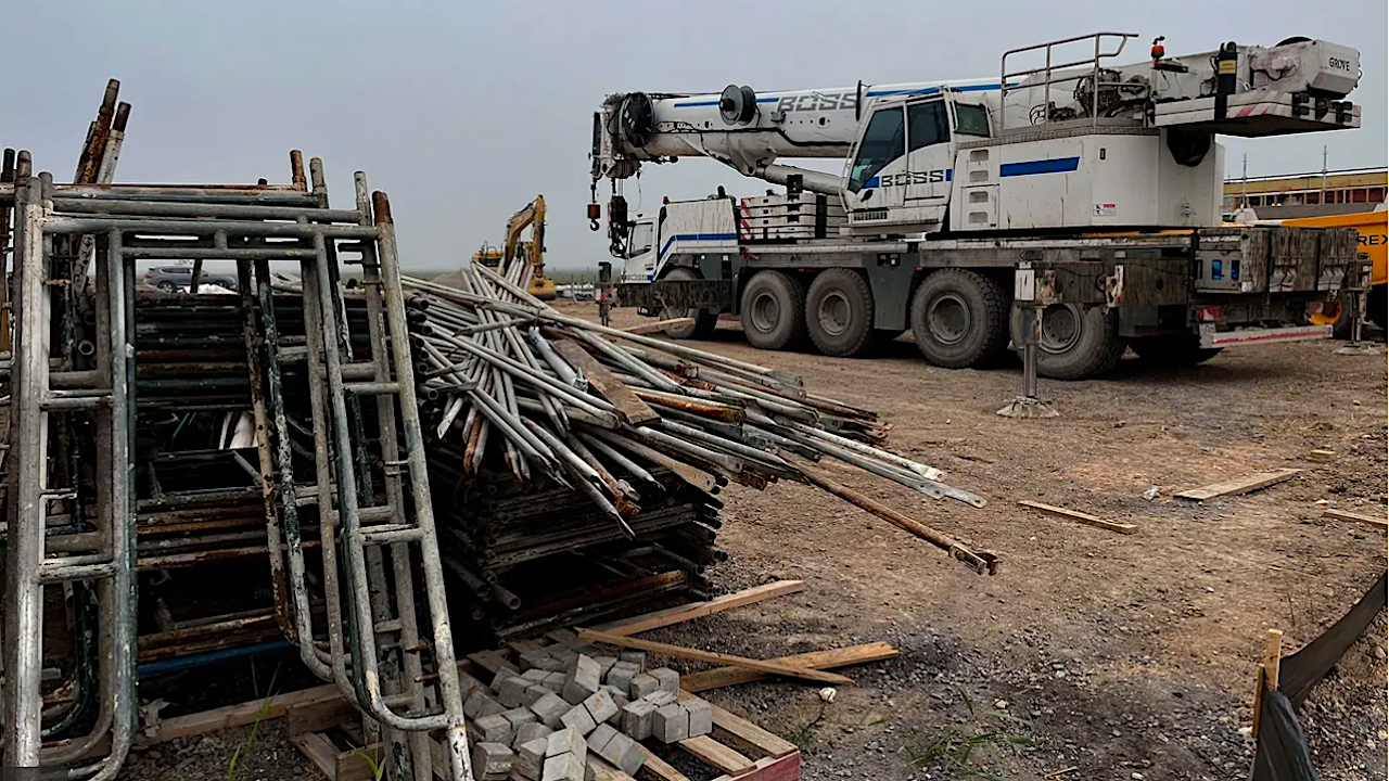 Heavy equipment and assorted construction junk