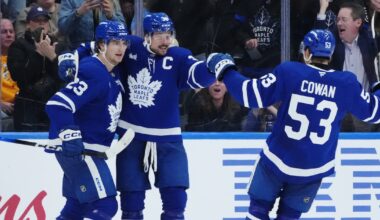Auston Matthews scores a pair, William Nylander gets on the board as Toronto Maple Leafs down Nashville Predators