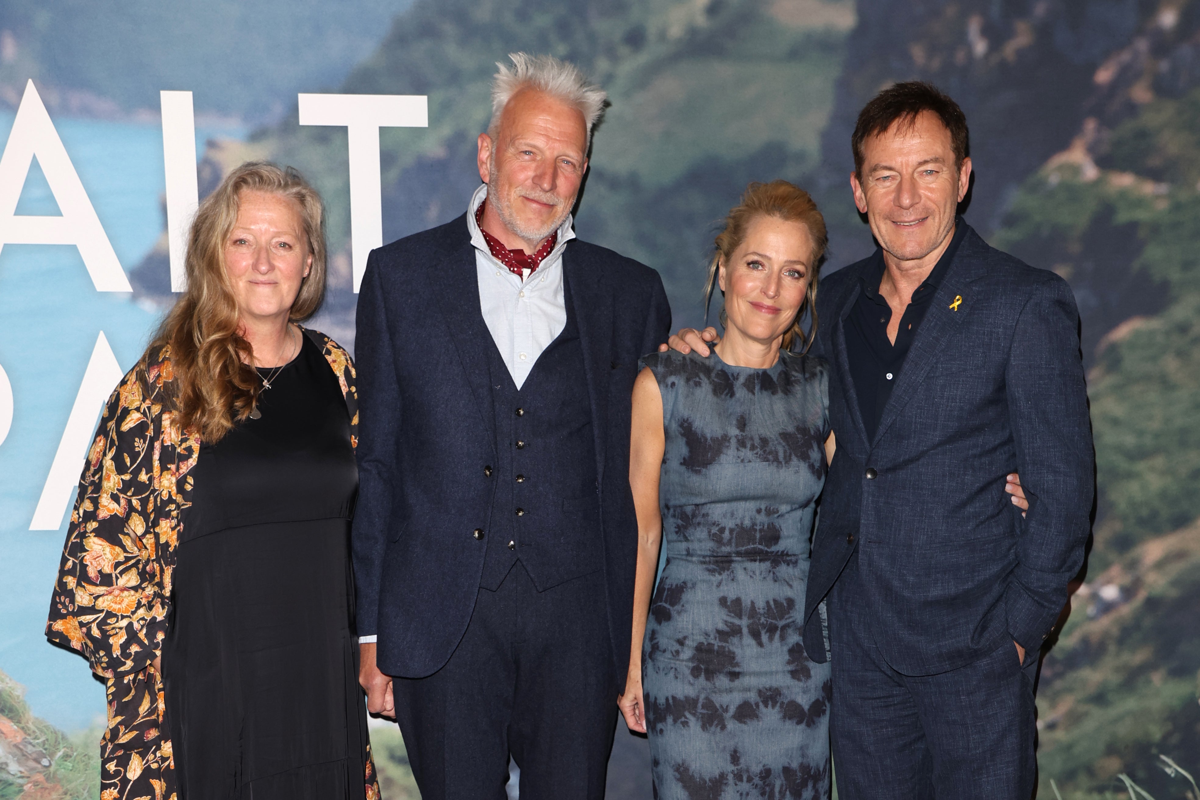 Raynor and Moth Winn with Gillian Anderson and Jason Isaacs at a London screening of ‘The Salt Path’