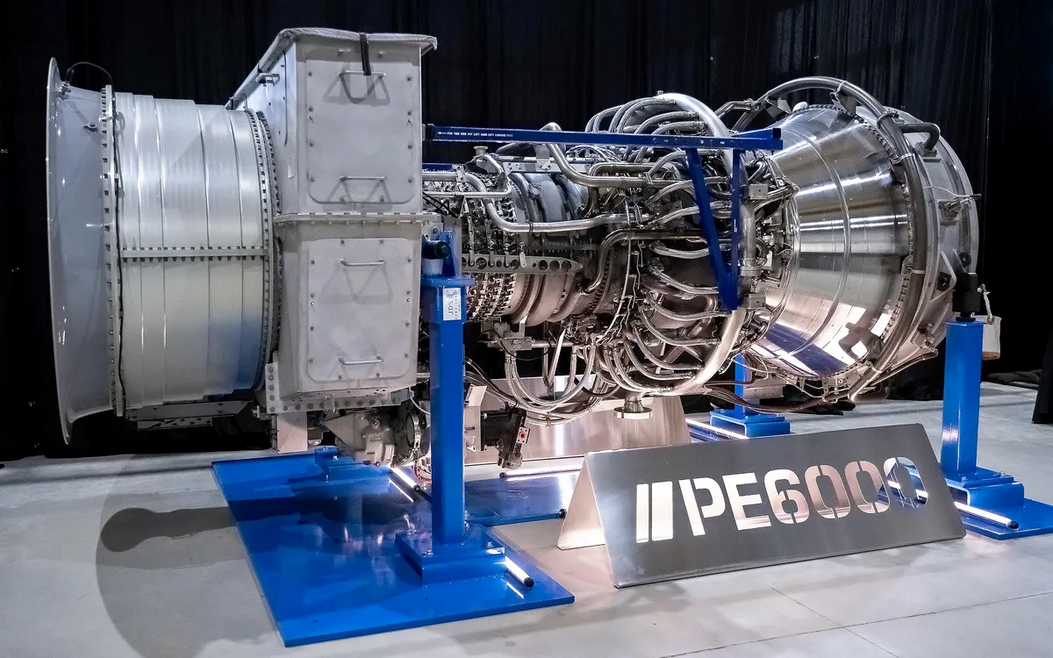 The ProEnergy PE6000 turbine on display during the Data Center World Power show in San Antonio, Texas.